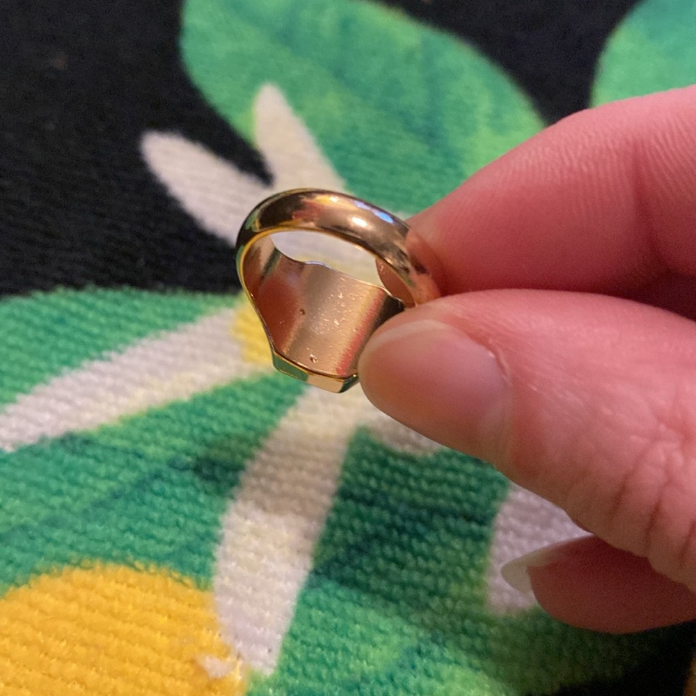 Gold Tone Hexagonal Daisy Pinky Ring - Picture 3 of 4